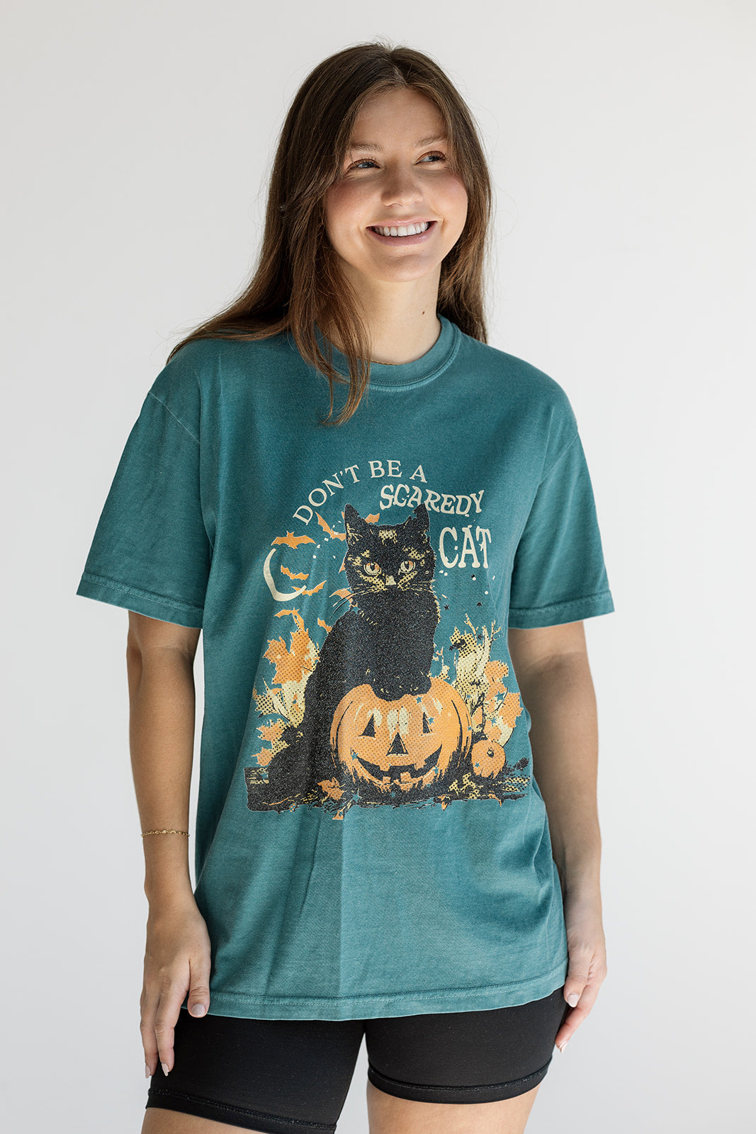 Don't Be a Scaredy Cat Tee in Emerald