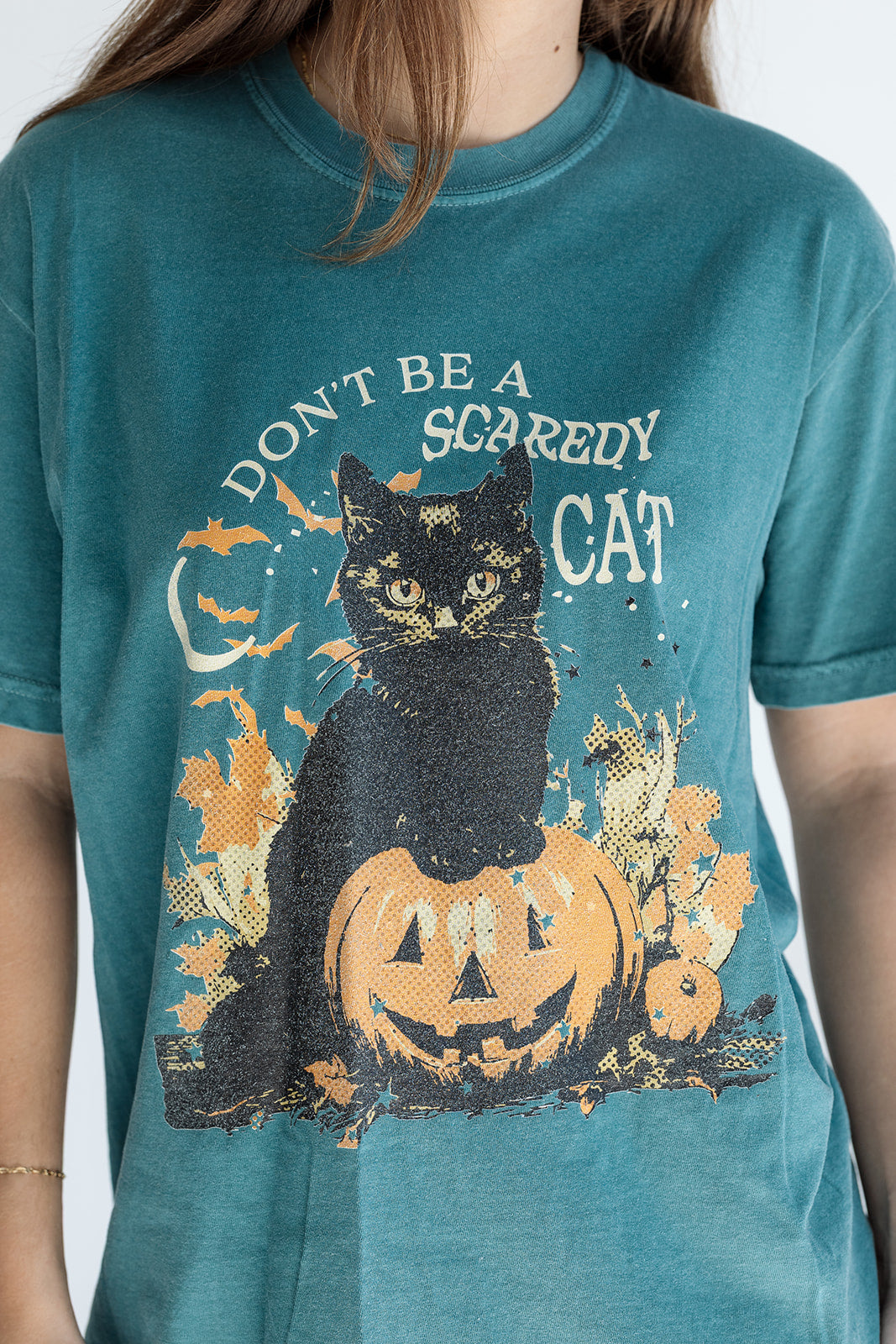 Don't Be a Scaredy Cat Tee in Emerald