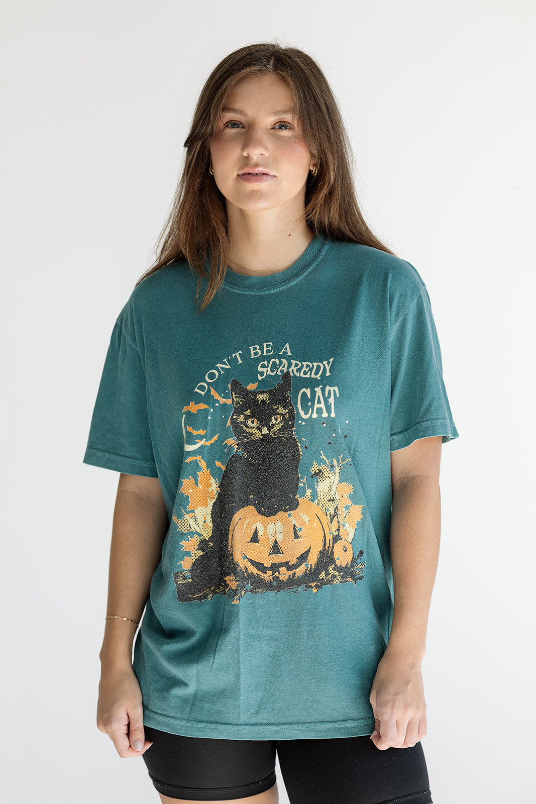 Don't Be a Scaredy Cat Tee in Emerald