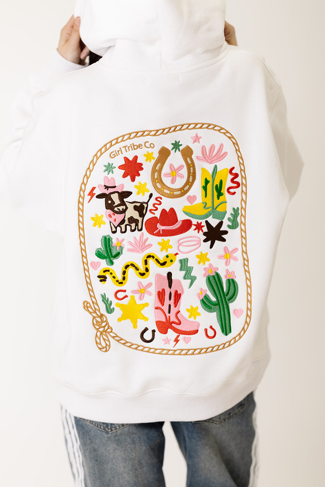 Girl Tribe Co Embroidered Funky Cowgirl Hoodie