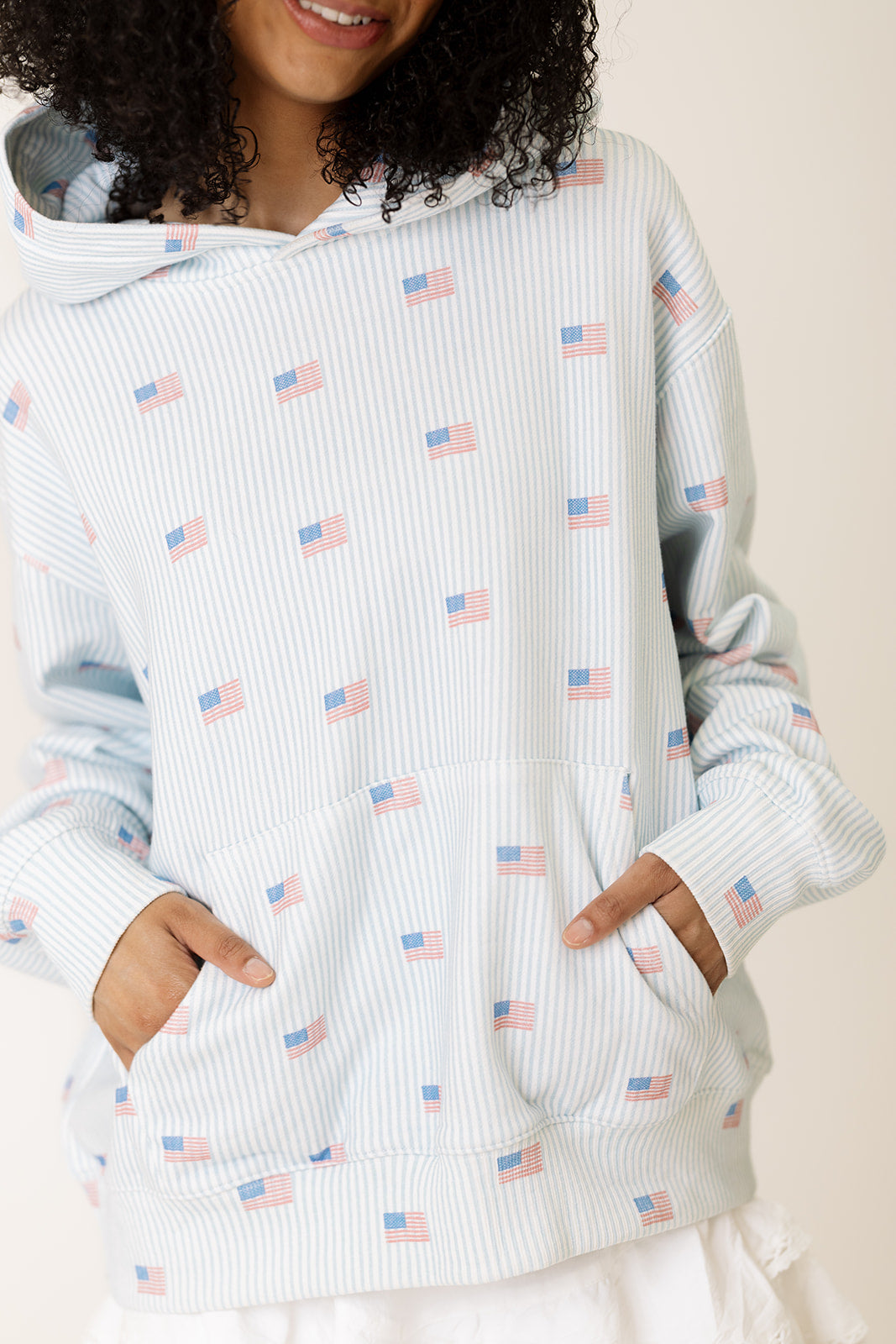 Girl Tribe Co American Stripes Pattern Hoodie