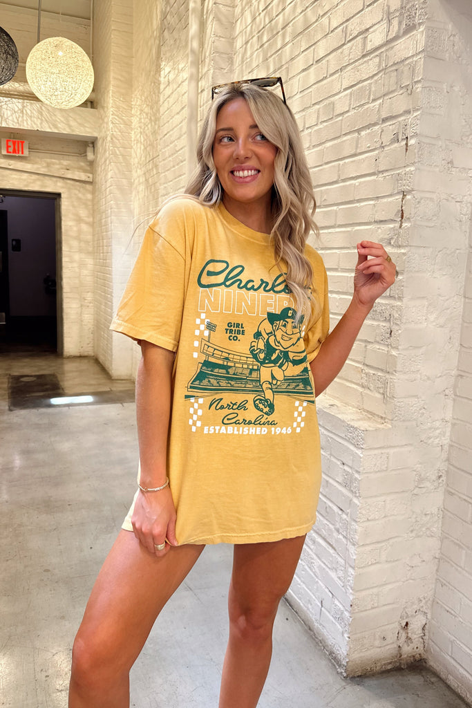 UNC Charlotte Niners Tee In Mustard - UNC Charlotte x Girl Tribe Co. Collection