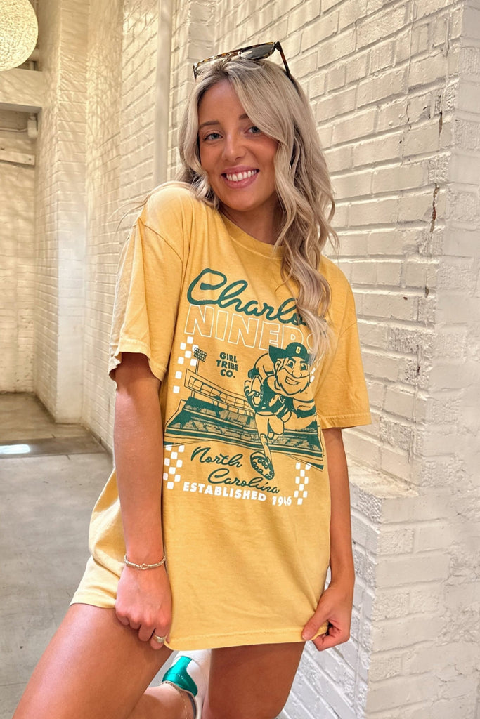 UNC Charlotte Niners Tee In Mustard - UNC Charlotte x Girl Tribe Co. Collection