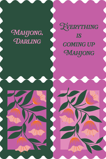 Pink Floral Mahjong Shufflers Set of 2 - mockup grid