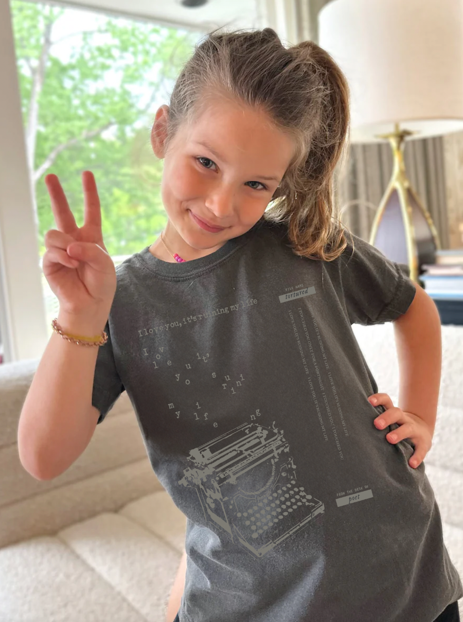 Tortured Typewriter Youth Tee - Girl Tribe Co. Miss Americana Collection