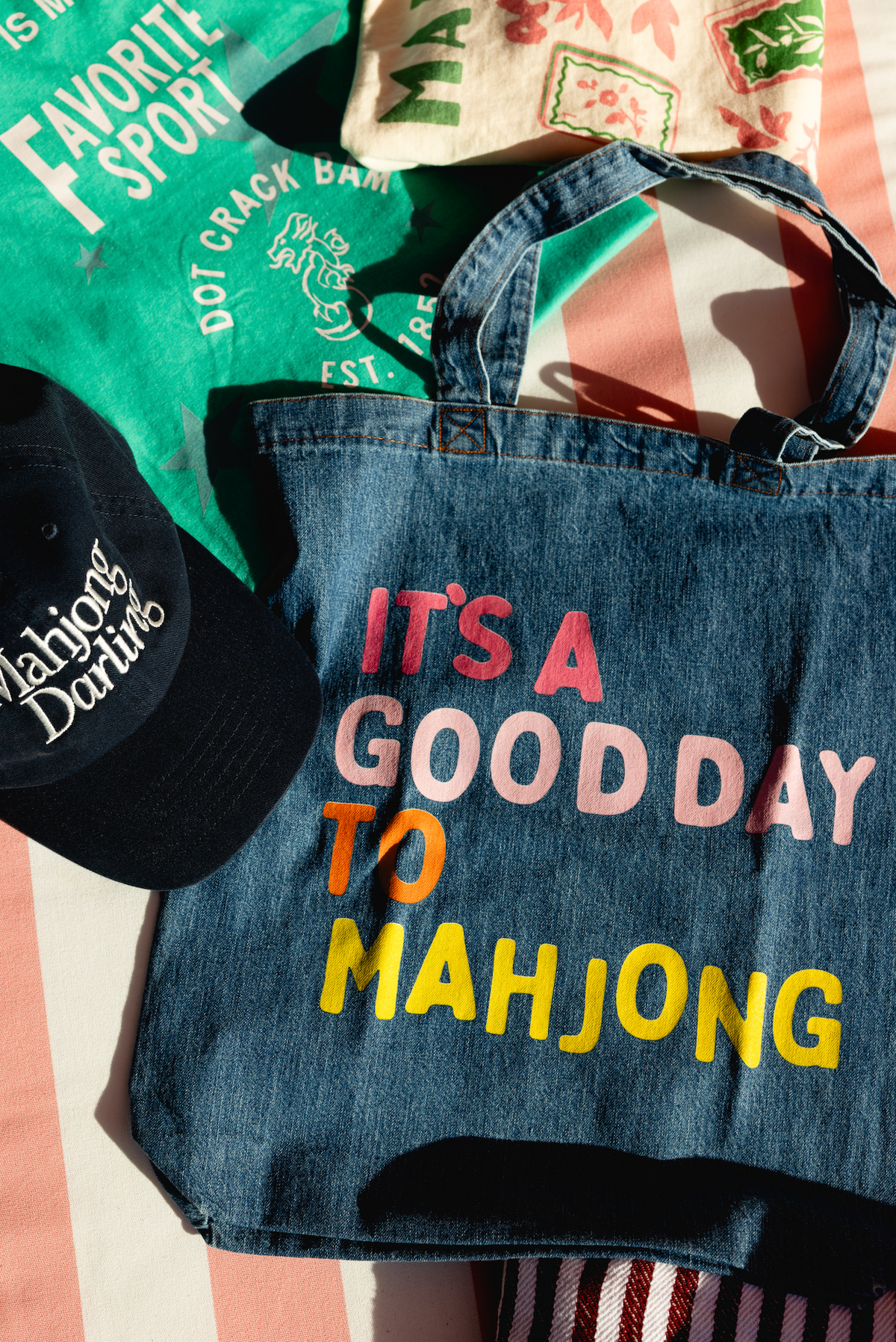 It's a Good Day to Mahjong Denim Tote