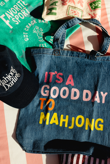 It's a Good Day to Mahjong Denim Tote