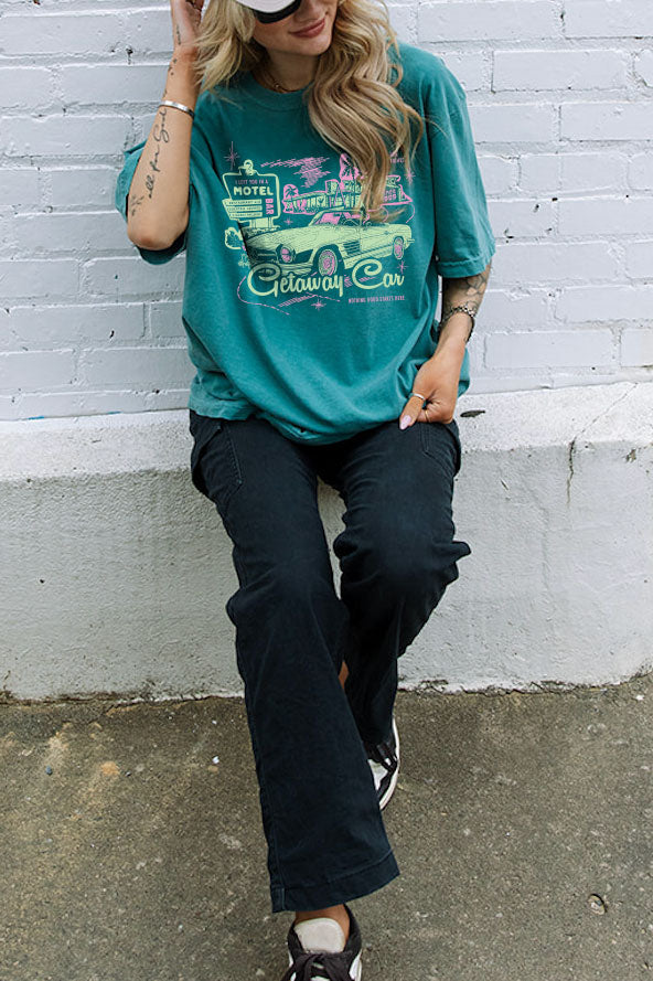 Getaway Car Motel Tee in Emerald