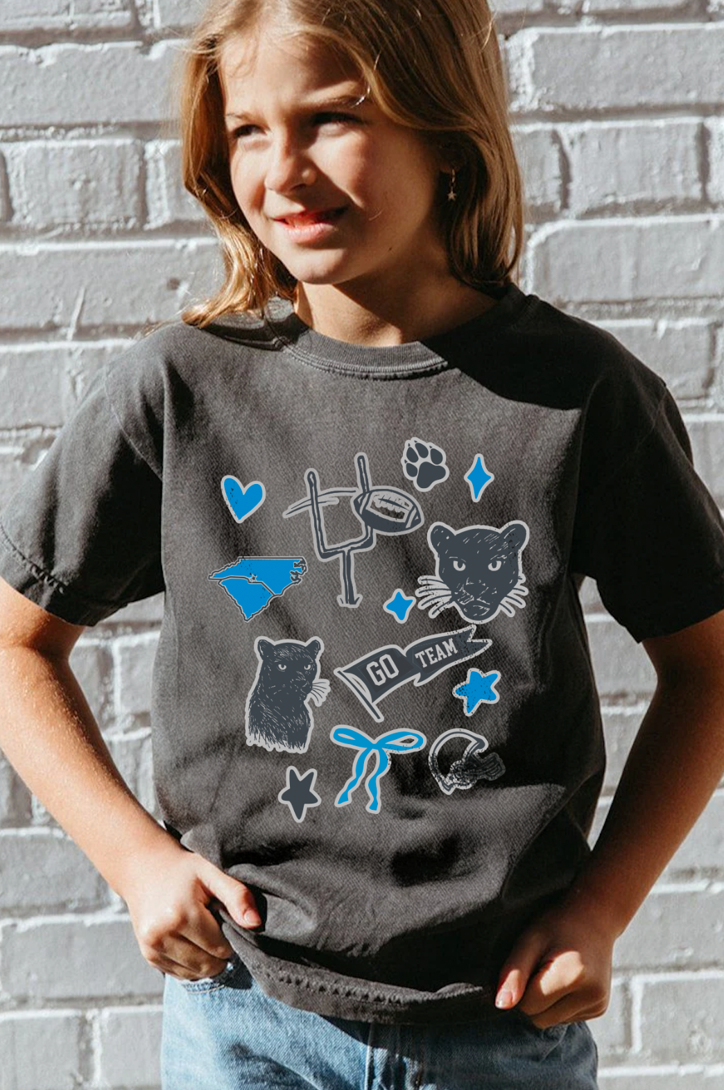 Youth Carolina Game Day Icons Tee in Pepper