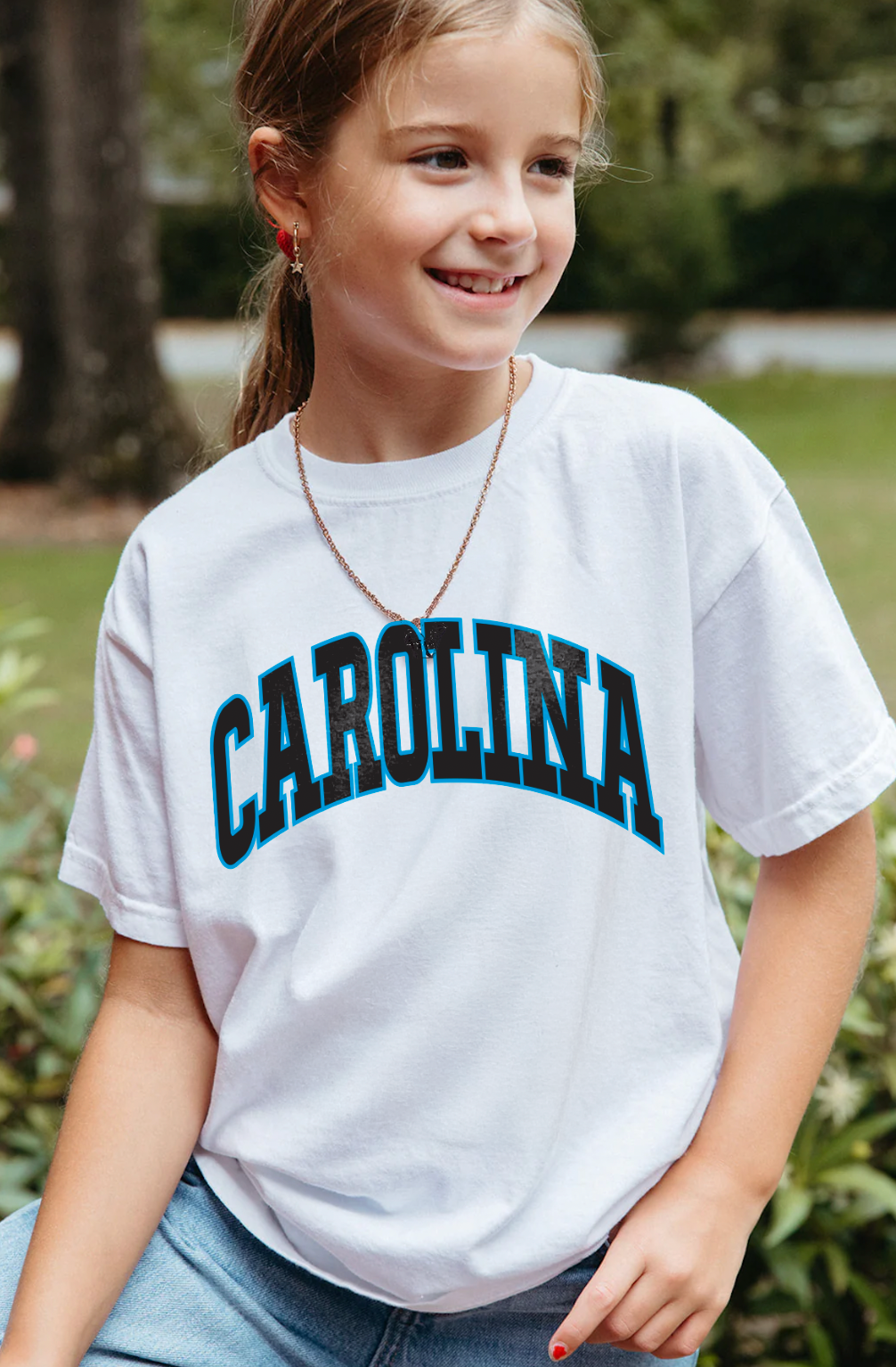 Youth Carolina Block Tee in White