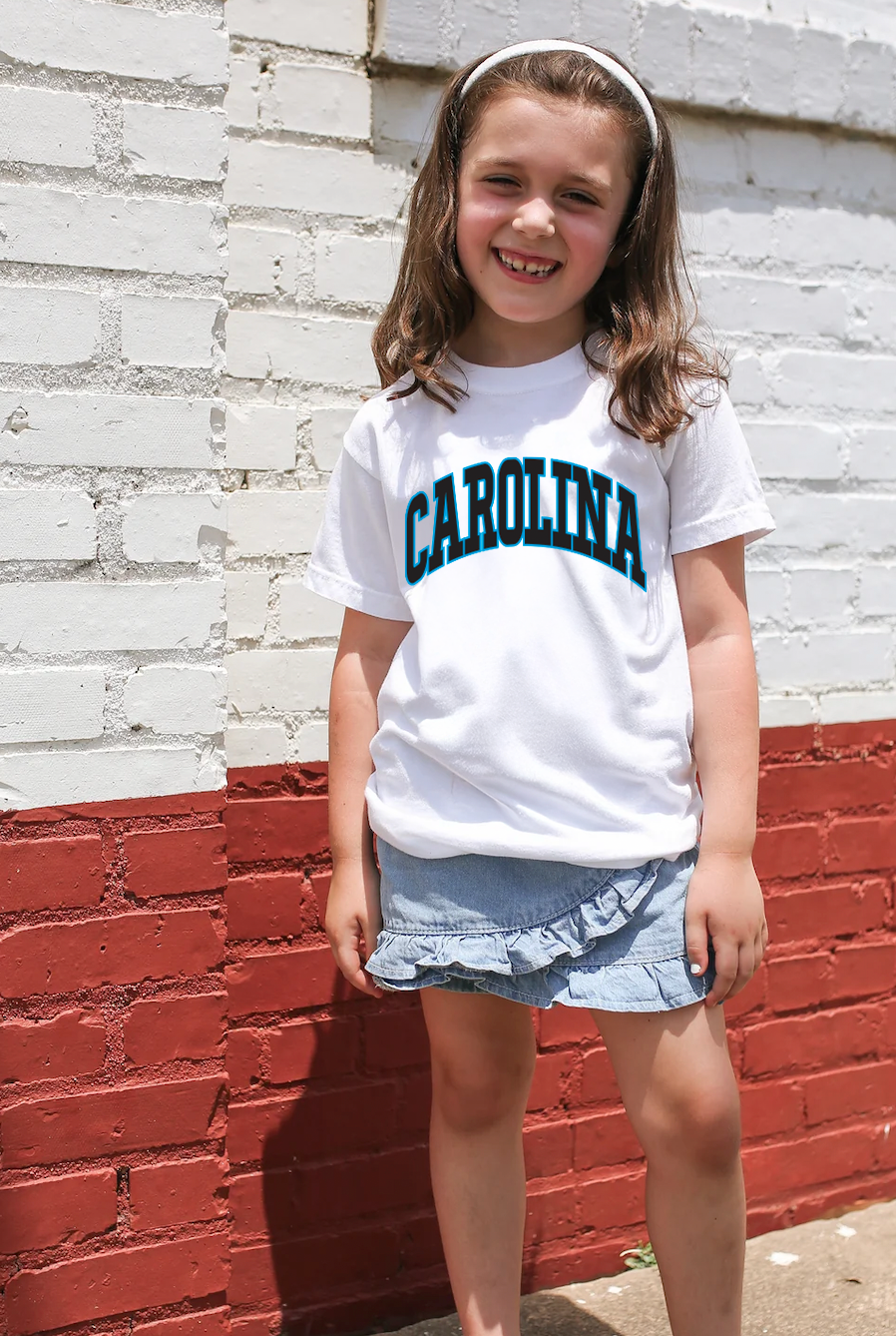Youth Carolina Block Tee in White