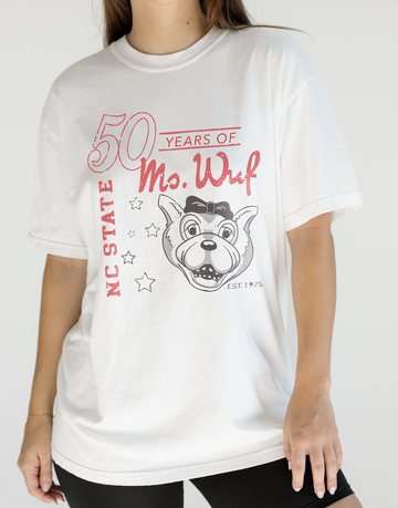 NC State University: Ms. Wuf Banner 50 Years Tee