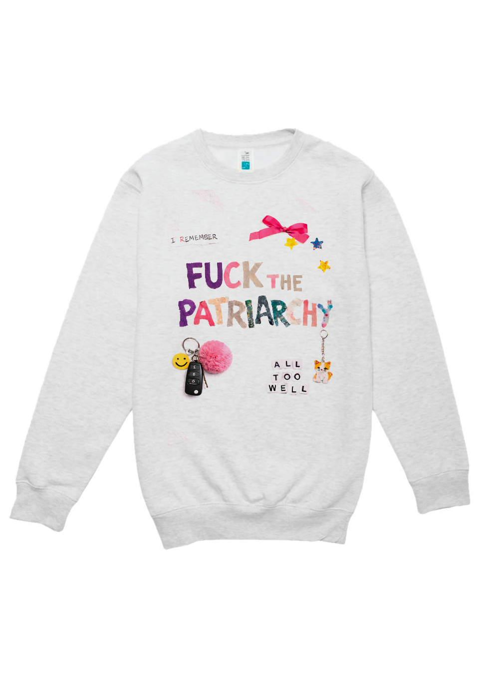 Fuck The Patriarchy Collage Sweatshirt in Ash