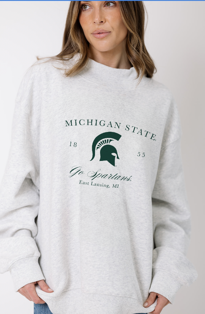 Michigan State Embroidered Mock Neck