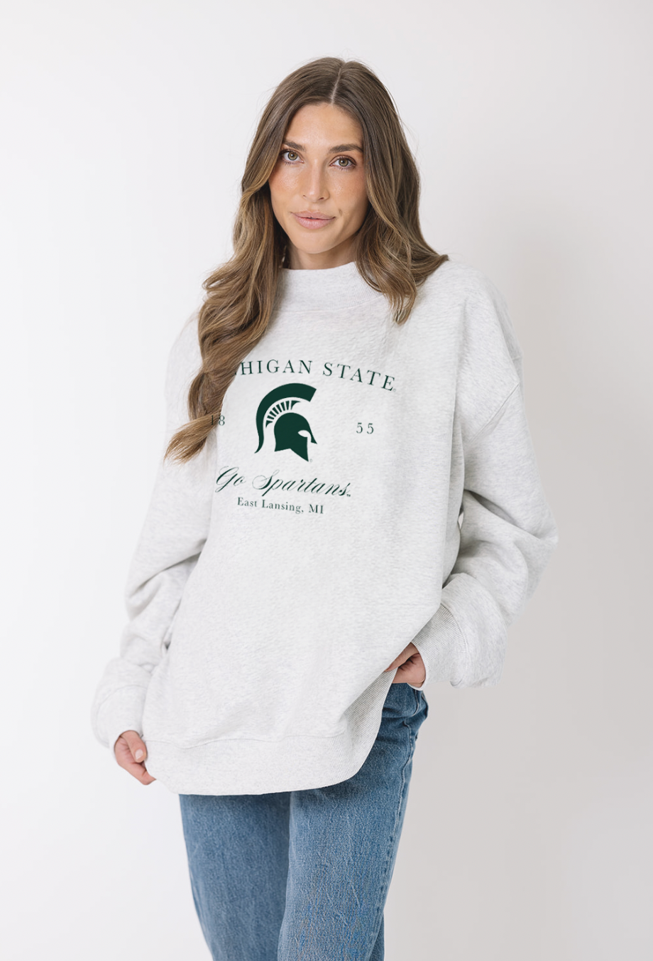 Michigan State Embroidered Mock Neck