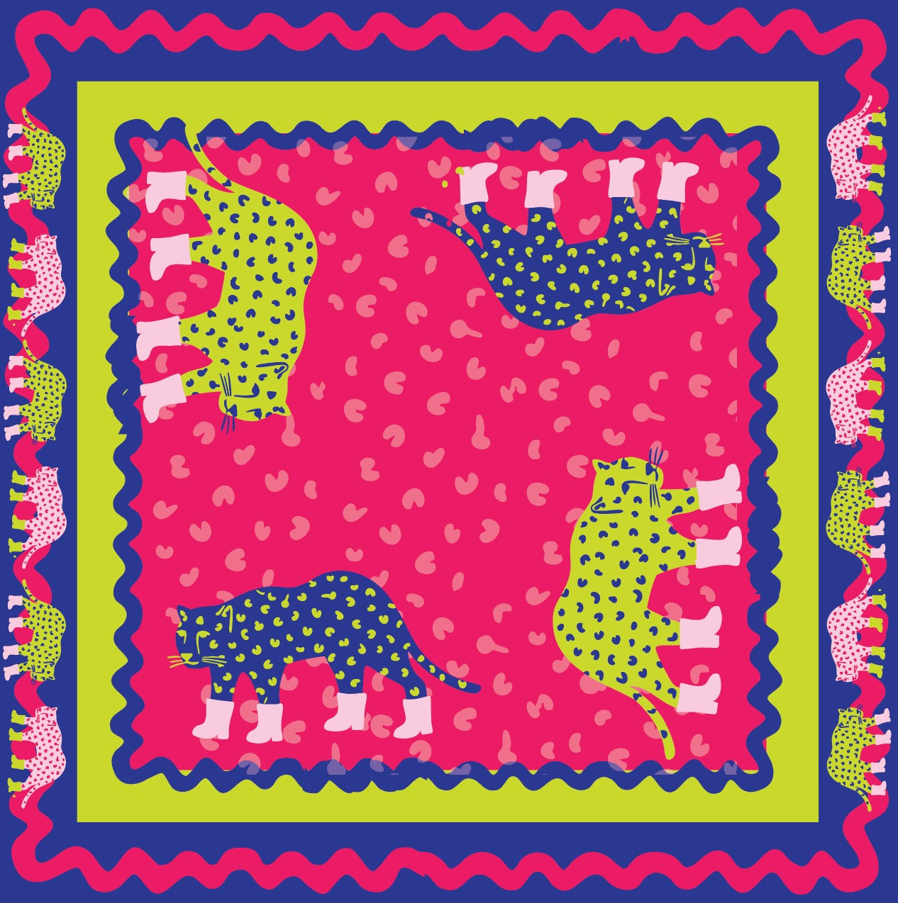 Mahjong Mat in Cheetah Print Boots 33"x33"