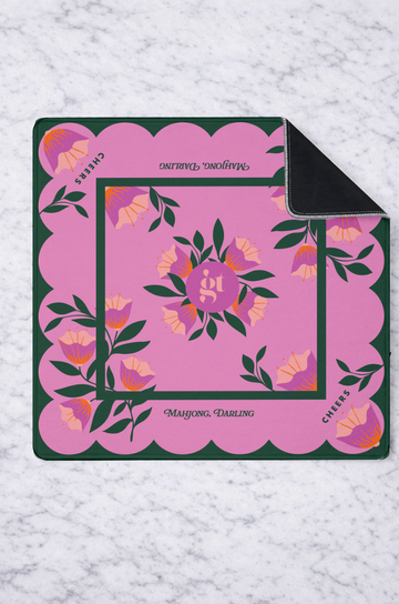 Mahjong Mat in Floral Pink 33"x33"