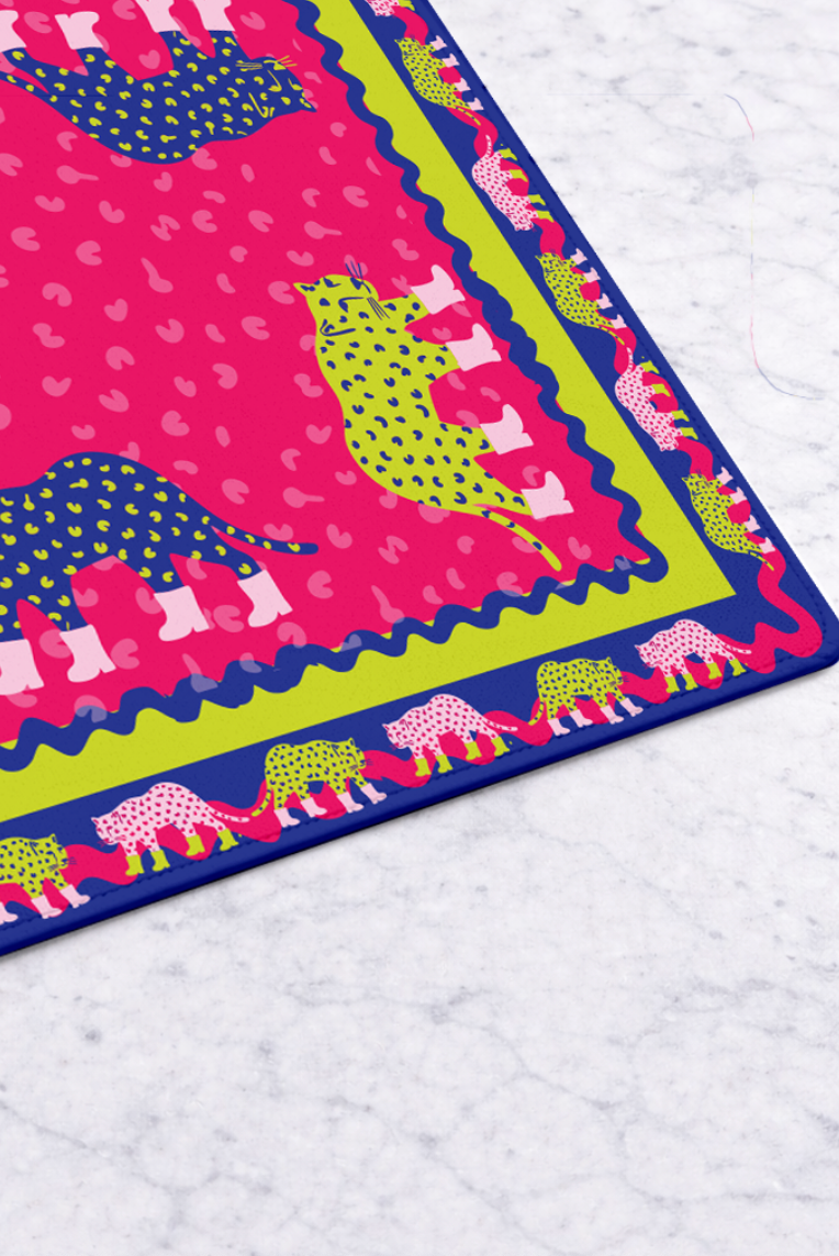 Mahjong Mat in Cheetah Print Boots 33"x33"
