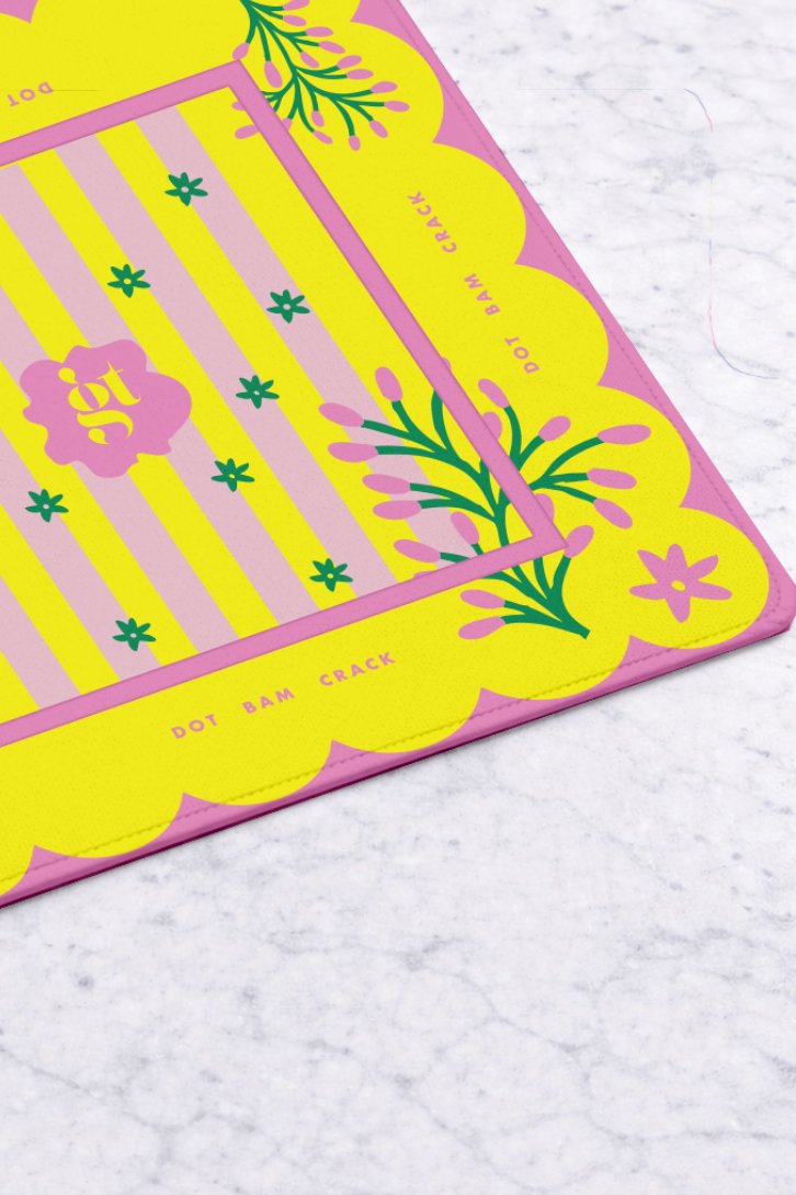 Mahjong Mat in Palm Springs Yellow 33"x33"