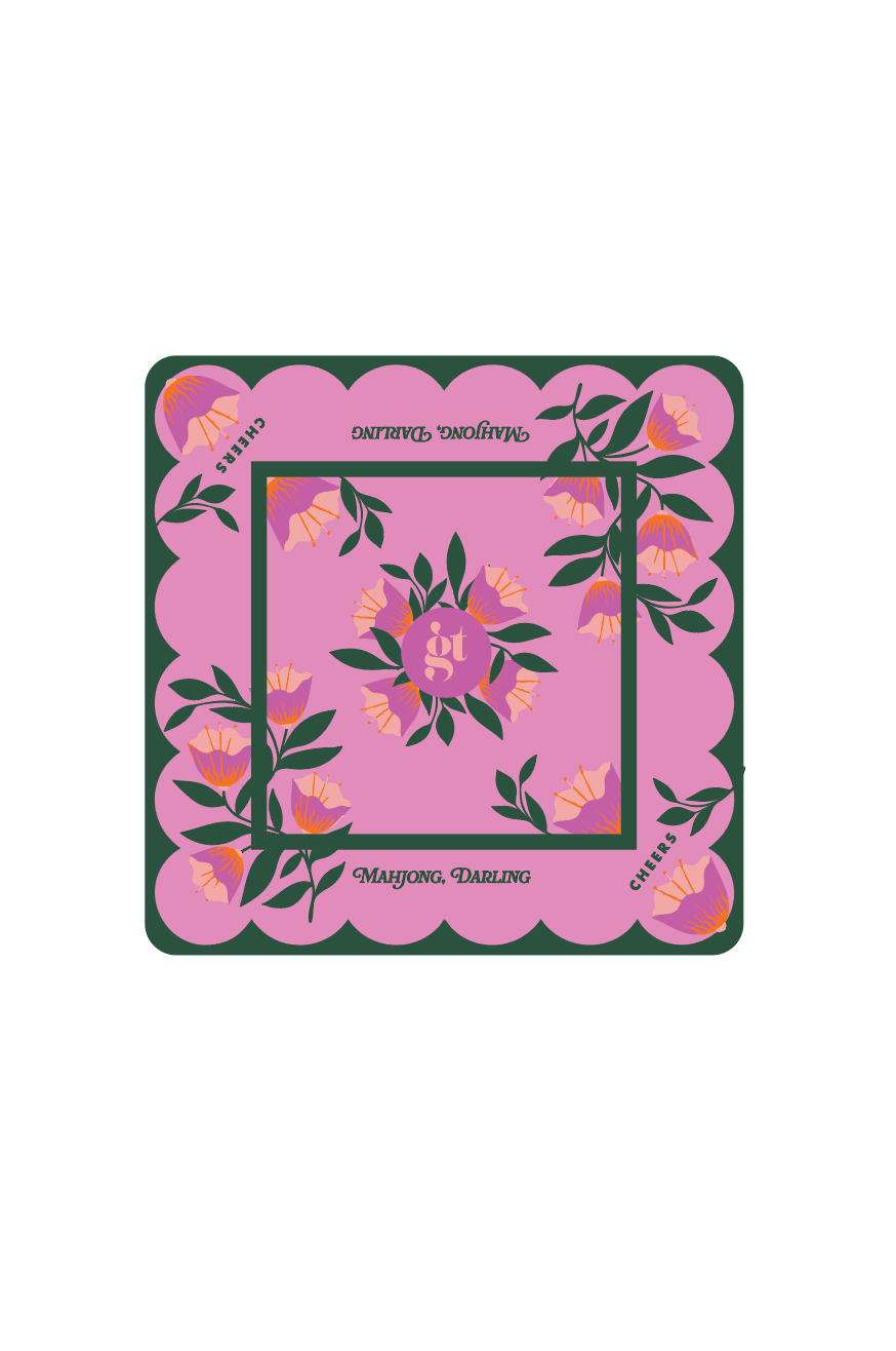 Mahjong Mat in Floral Pink 33"x33"