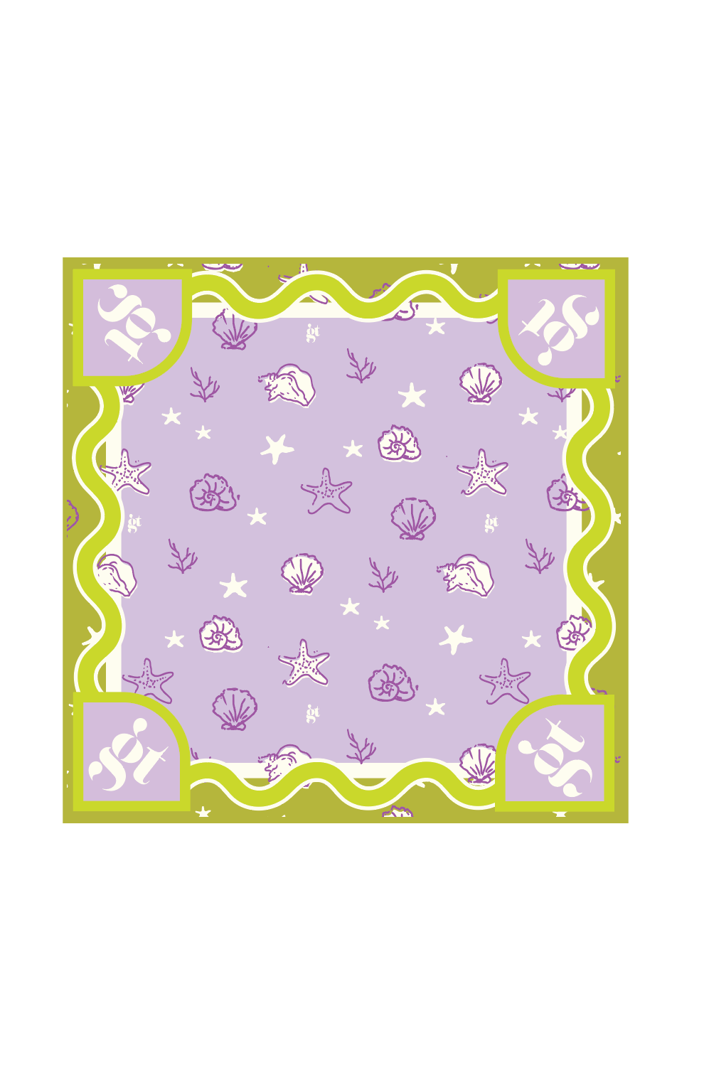 Mahjong Mat in She Sells Seashells 33"x33"