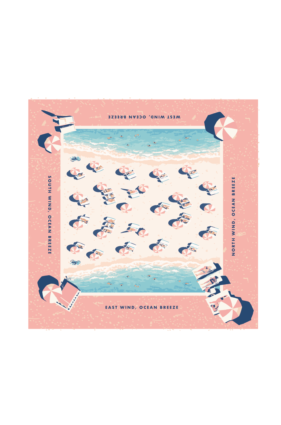Mahjong Mat in Pink Umbrellas by The Beach 33"x33"
