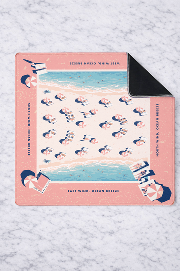 Mahjong Mat in Pink Umbrellas by The Beach 33"x33"