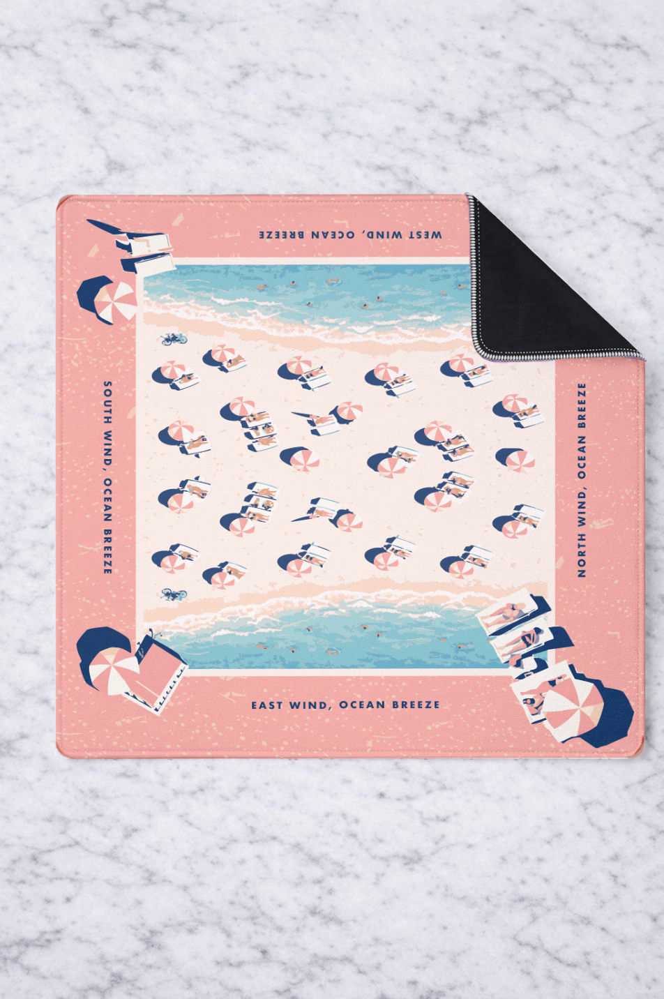 Mahjong Mat in Pink Umbrellas by The Beach 33"x33"
