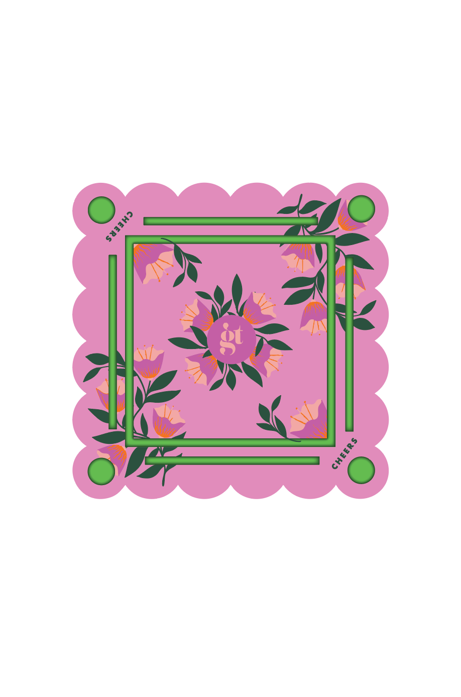 Floating Mahjong Tile Mat in Floral Pink