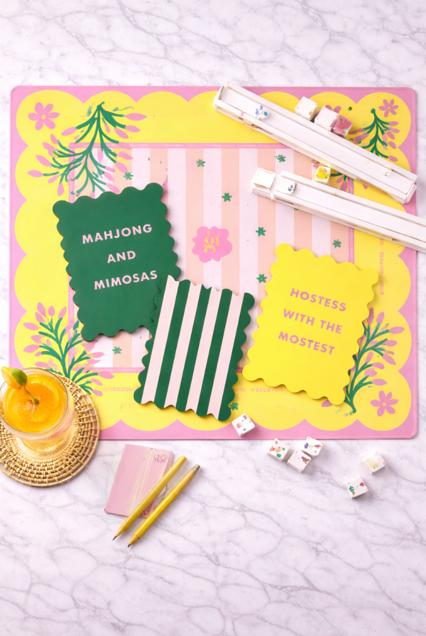 Palm Springs Yellow Mahjong Shufflers Set of 2