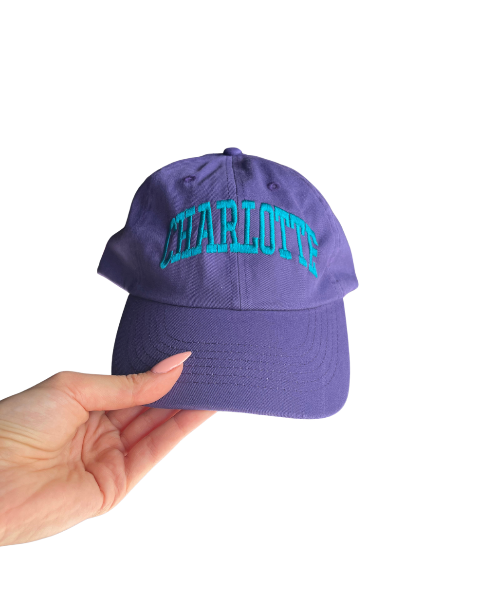 Charlotte Block Hat in Teal and Purple