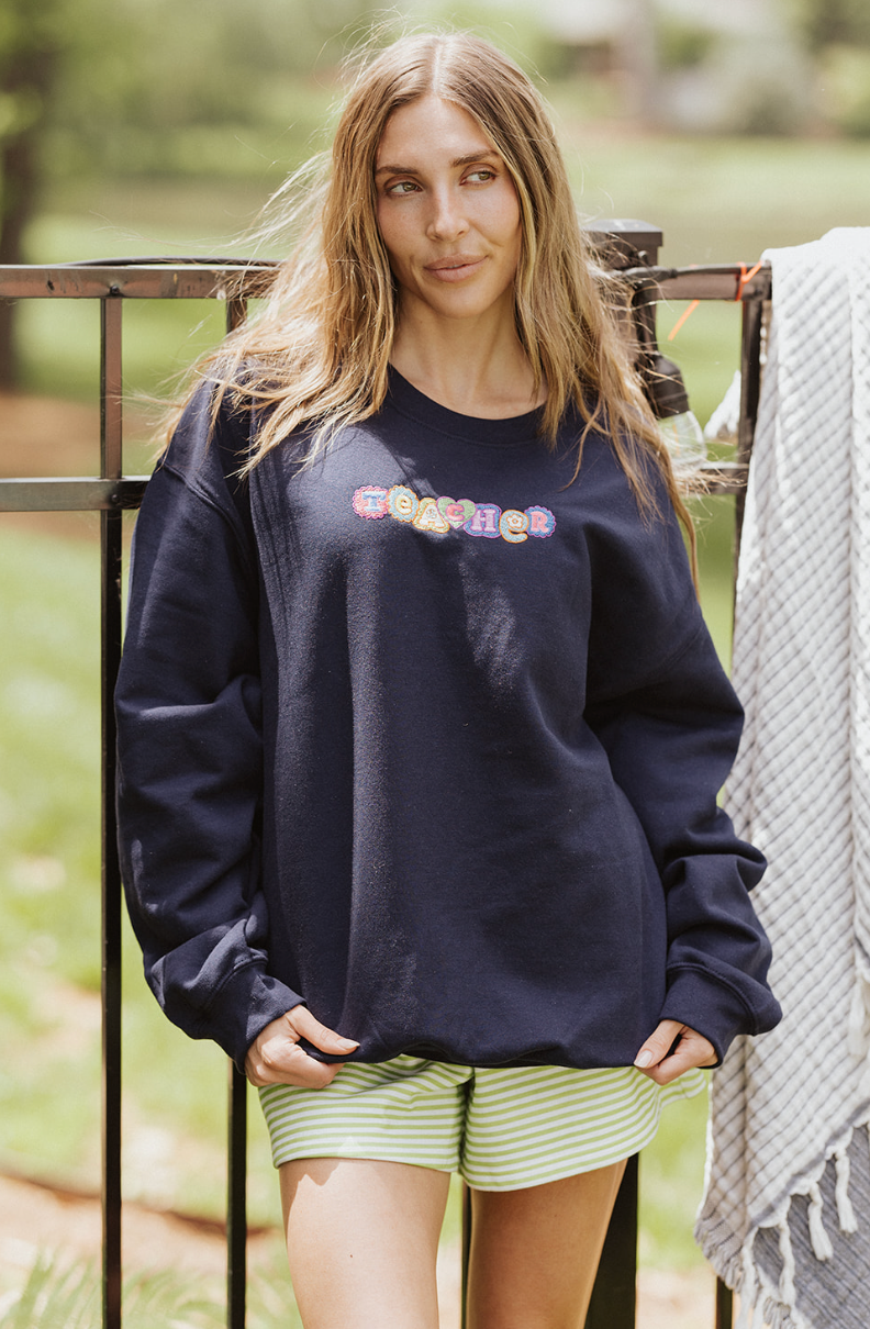Teacher Embroidered Sweatshirt