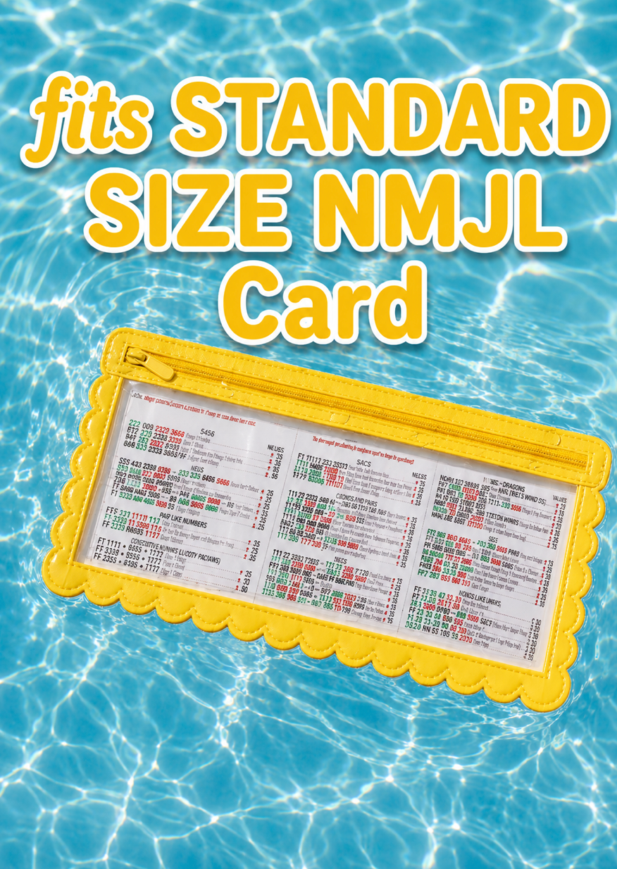 Splash-Proof Mahjong Card Holder for Pool Mahjong - Yellow Scallops STANDARD SIZE