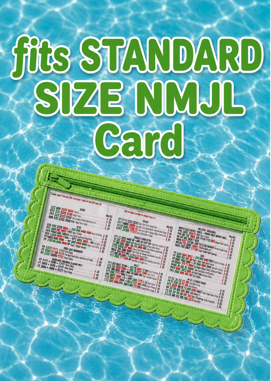 Splash-Proof Mahjong Card Holder for Pool Mahjong - Green Scallops STANDARD SIZE