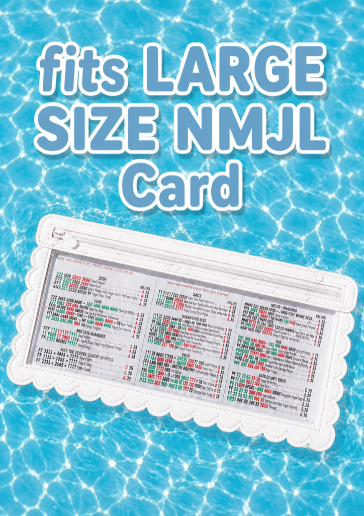 Splash-Proof Mahjong Card Holder for Pool Mahjong - White Scallops LARGE SIZE