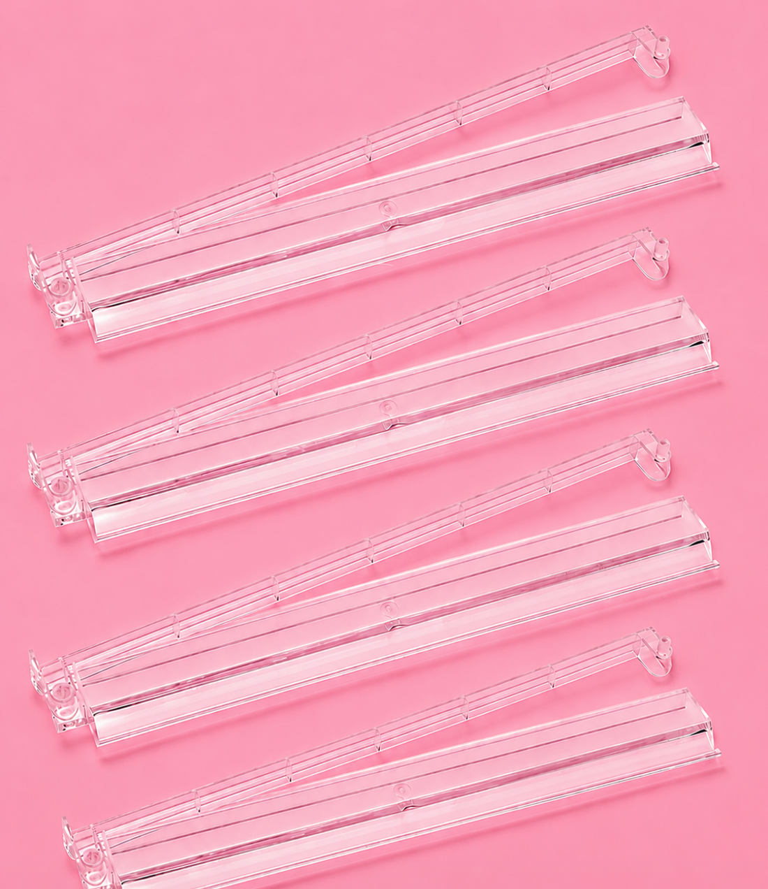 Clear Mahjong Tile Racks Racks with Pushers Set of 4, 17.5"W