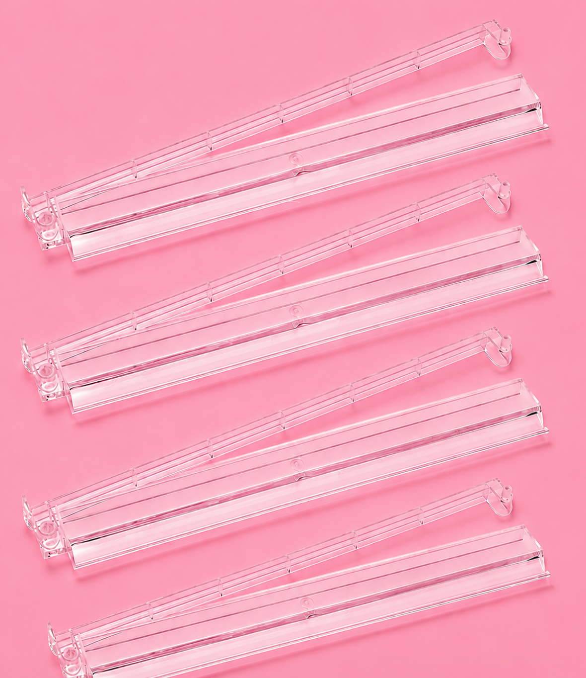 Clear Mahjong Tile Racks Racks with Pushers Set of 4, 17.5"W