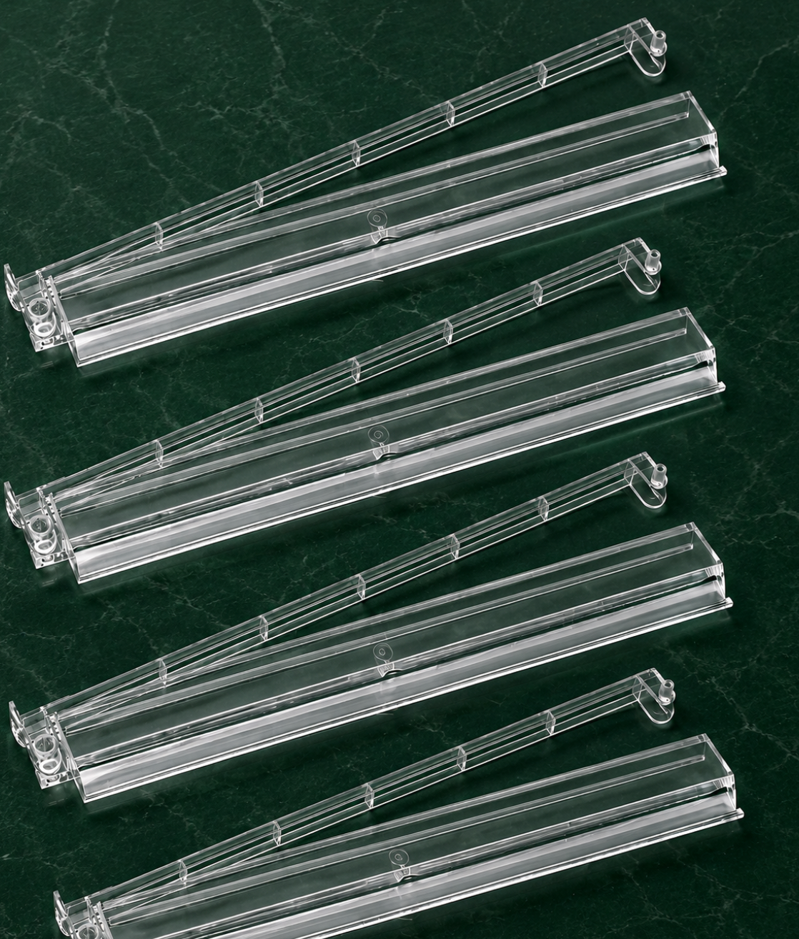 Clear Mahjong Tile Racks Racks with Pushers Set of 4, 17.5"W