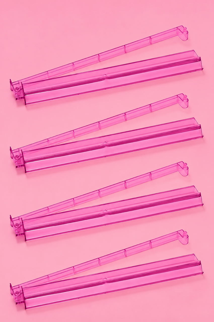 Pink Acrylic Mahjong Tile Racks Racks with Pushers Set of 4, 17.5"W