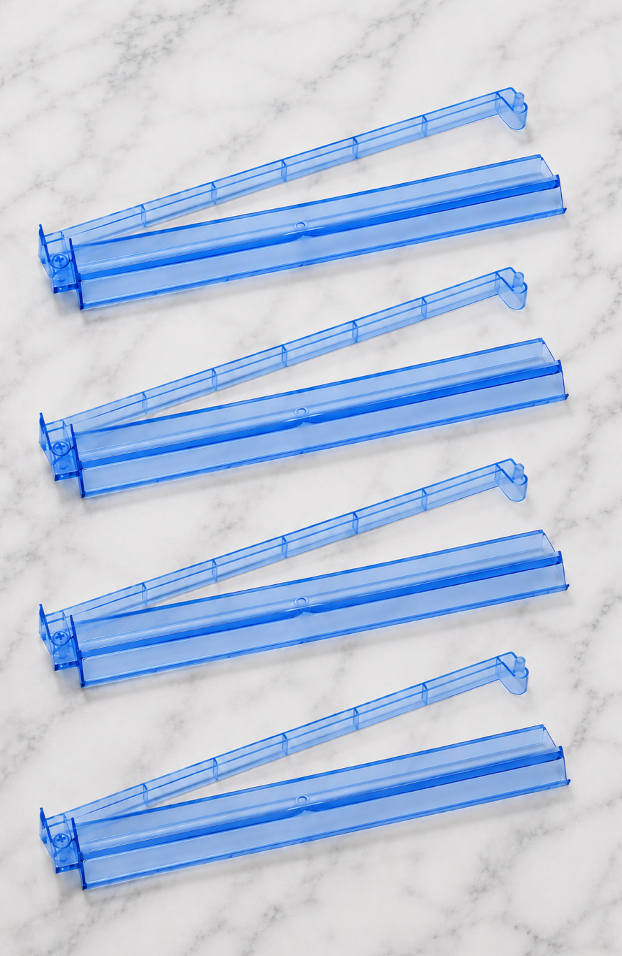 Blue Acrylic Mahjong Tile Racks Racks with Pushers Set of 4, 17.5"W