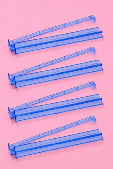 Blue Acrylic Mahjong Tile Racks Racks with Pushers Set of 4, 17.5"W