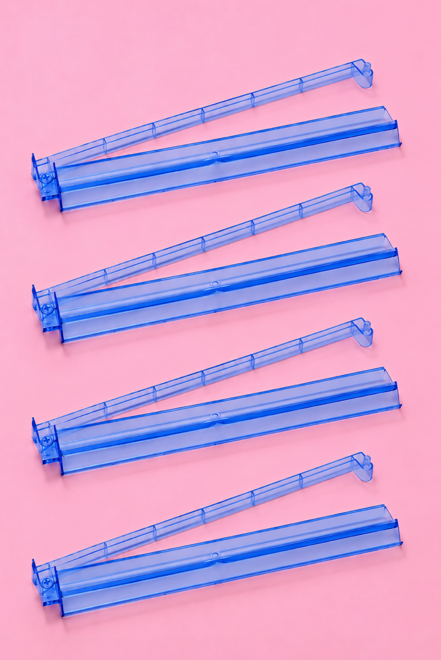 Blue Acrylic Mahjong Tile Racks Racks with Pushers Set of 4, 17.5"W