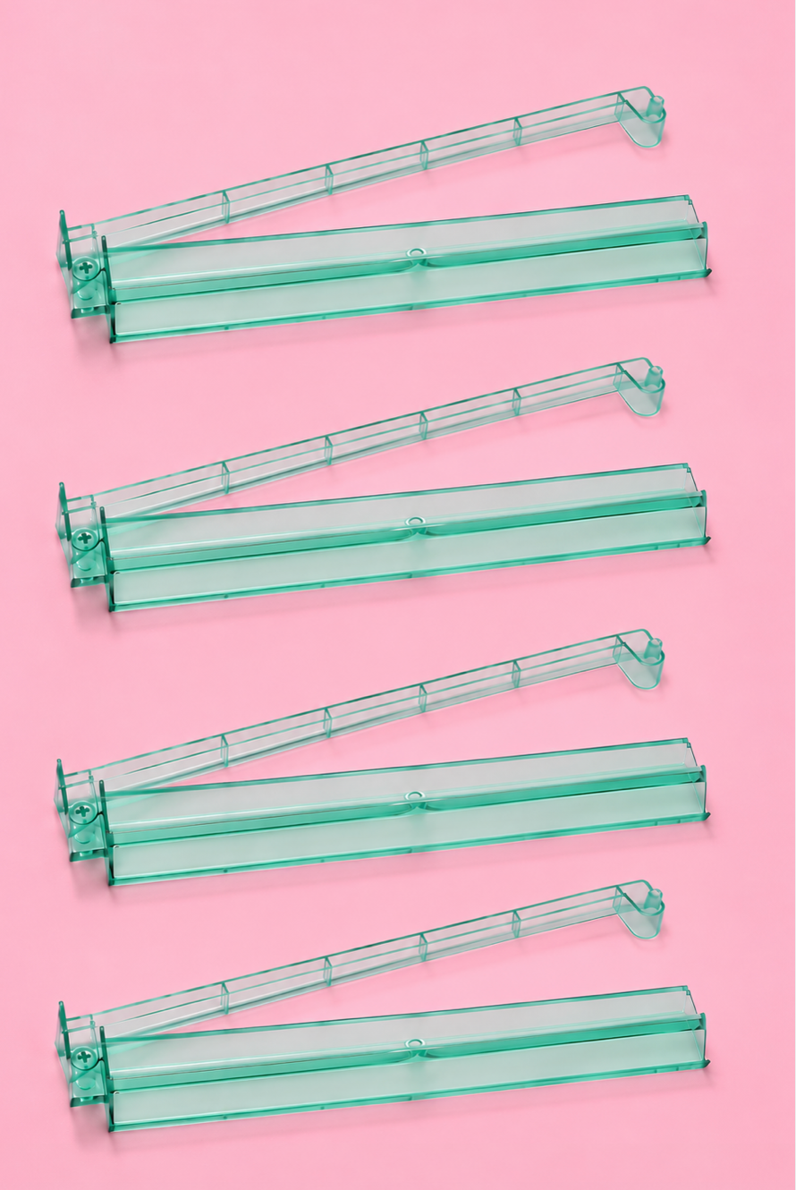 Green Acrylic Mahjong Tile Racks Racks with Pushers Set of 4, 17.5"W