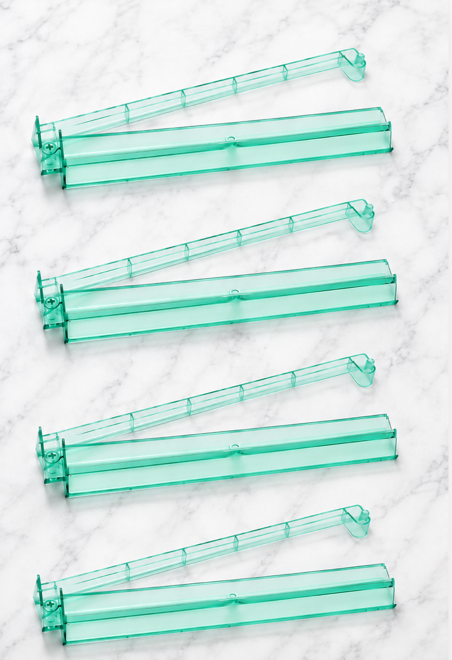 Green Acrylic Mahjong Tile Racks Racks with Pushers Set of 4, 17.5"W