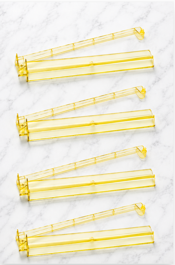 Yellow Acrylic Mahjong Tile Racks Racks with Pushers Set of 4, 17.5"W