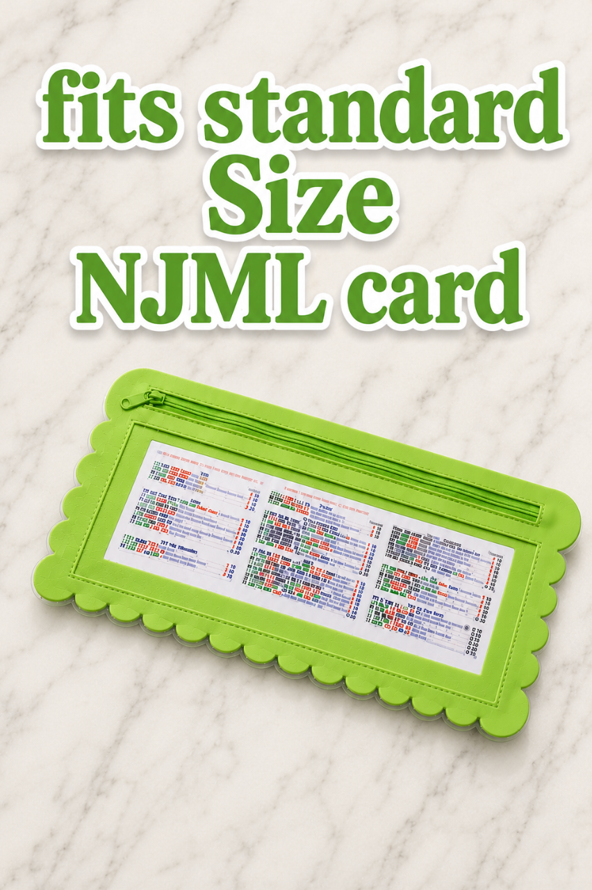 Splash-Proof Mahjong Card Holder for Pool Mahjong - Green Scallops STANDARD SIZE