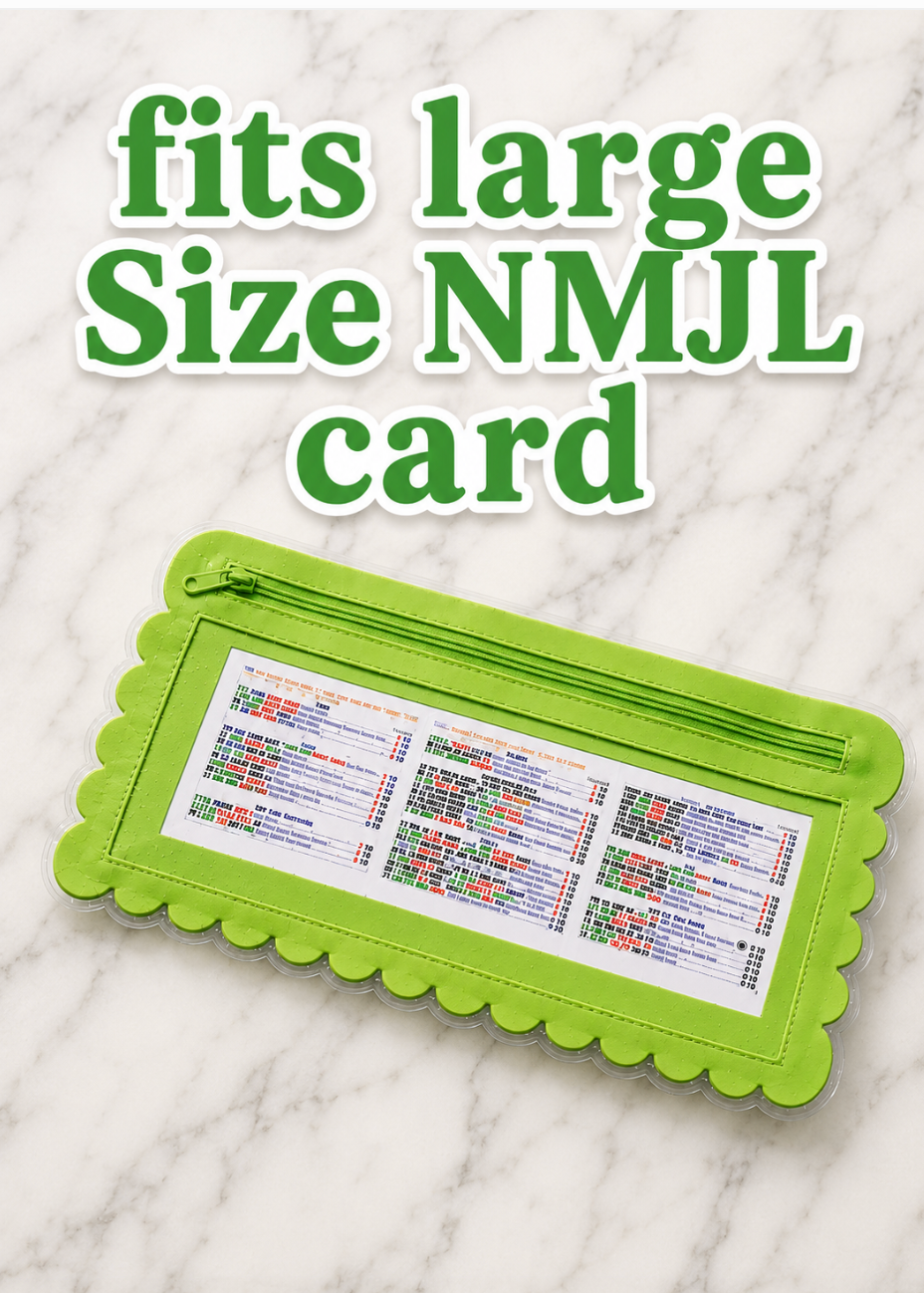 Splash-Proof Mahjong Card Holder for Pool Mahjong - Green Scallops LARGE SIZE