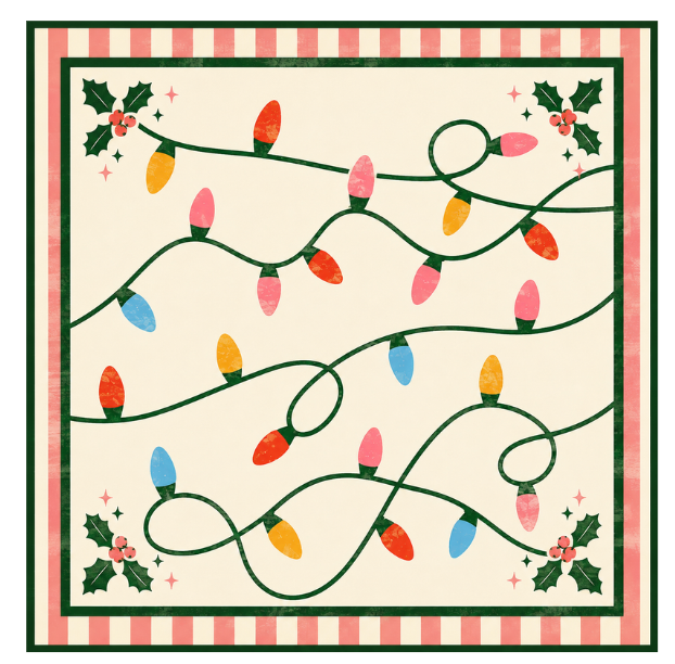 Holiday Lights Christmas Needlepoint Mahjong Mat