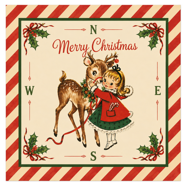 Vintage Christmas Holiday Mahjong Mat