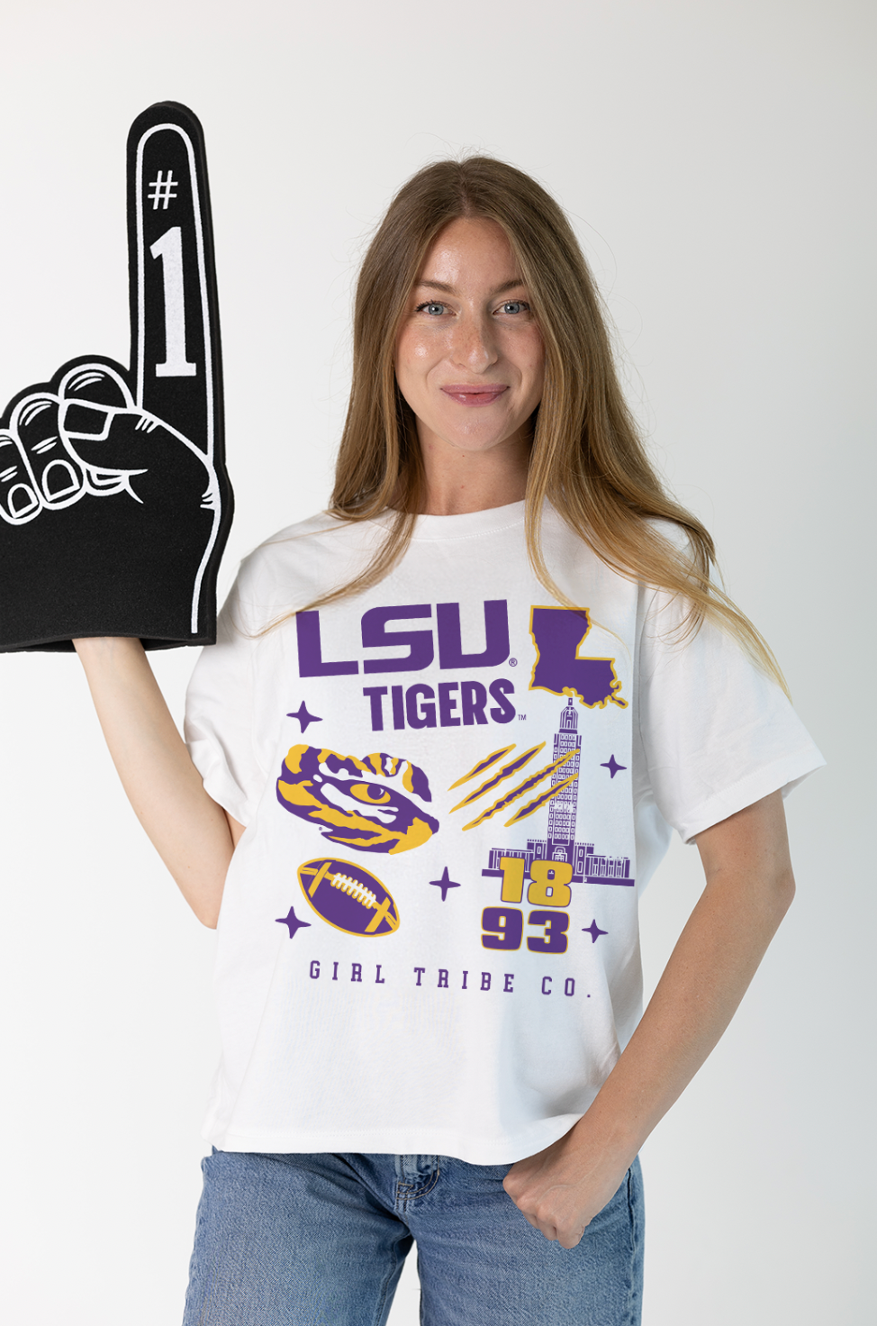 LSU Campus Vintage Collage Boxy Crop Tee